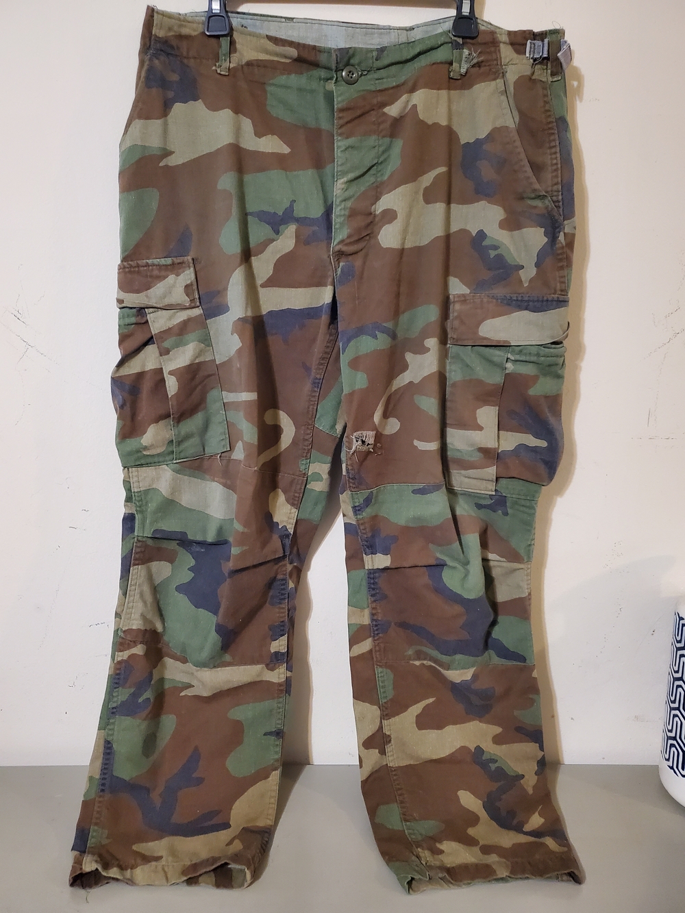 Military Surplus Camo Cargo Pants Green/Brown Woodland Moses Large